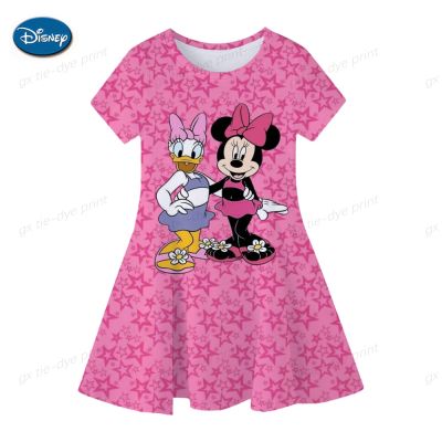 Summer Girls Dress 2023 Fashion Disney Minnie Mickey Mouse Sweet Princess Dress Toddler Baby Kids ChildrenS Clothing For Girl