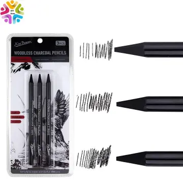 6Pcs White Charcoal Pencil Drawing Set Soft & Medium Sketching