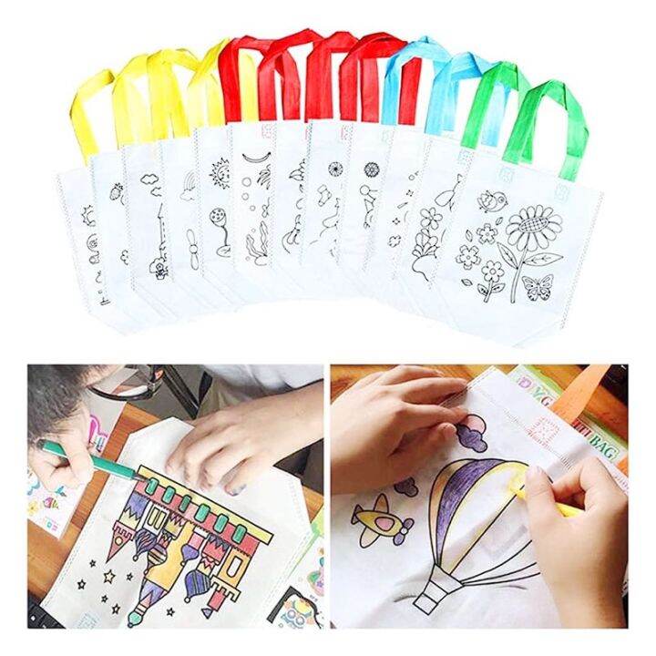 Diy Graffiti Bag Without Coloring Marker Carnival Animal Art Party Goodie  Bags For Kids Eco Reusable Mini Non-Woven Shopping Bag