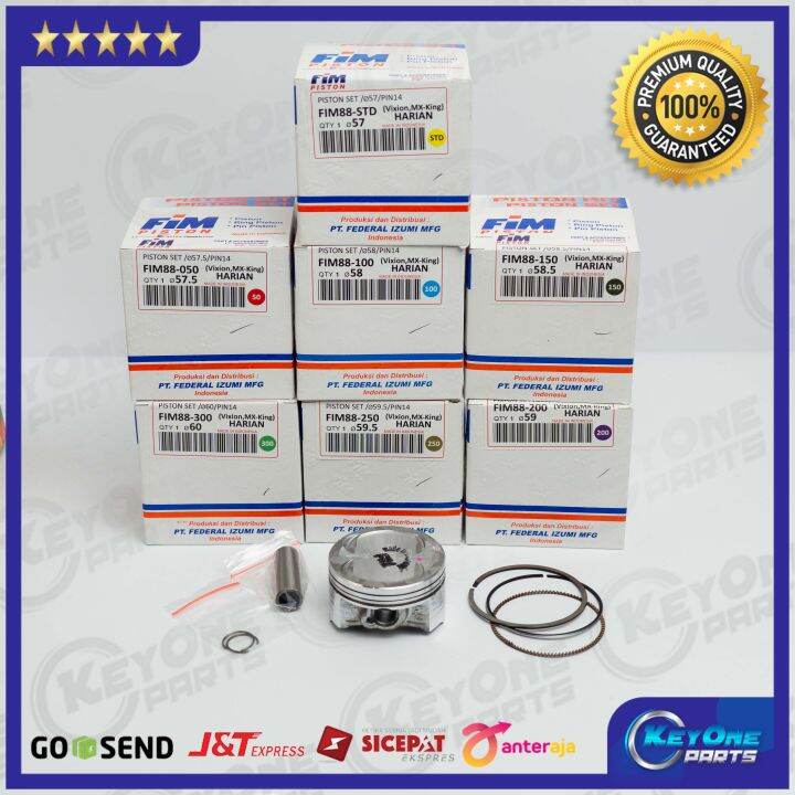 PISTON KIT FIM 88 VIXION R15 JUPITER MX KING BORE UP PIN 14 ORI MEREK