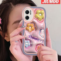 เคส JIUMOO สำหรับ Xiaomi MI Xiaomi MI Redmi 10 5G Note 11E 5G Redmi 11เคส3D ลายการ์ตูนแนวแฟชั่นสุดสร้างสรรค์กันกระแทกลายดอกไม้สีสันสดใสขอบเคสโทรศัพท์แบบใสป้องกันเลนส์กล้องเคสนิ่มโปร่งใสกรอบซิลิโคน