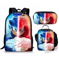 【hot sale】✤❏ C16 (Ready Stock)Cartoon Sonic Backpack Student Schoolbag Childrens Meal Bag Lunch Bag Pencil Bag Three-piece Set