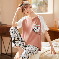 2pcsset Short T-Shirt trousers pijamas set womens Summer sleepwear cotton Sleep tops pants woman pijamas pyjama  new style