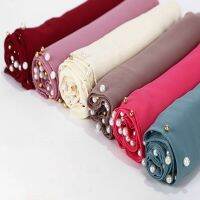 【Miki Xinyuan】 Anxi Golded BeadedScarf Big Solider Color Foulard Femme HijabScarfColor 180x75cm