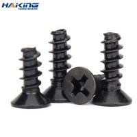 100pcs/lot Cross Recessed Countersunk Head Self-tapping Screw M1 M1.2 M2 M2.3 M2.6 M3 M4 M5 Black Carbon Steel Mini Screw Fasteners