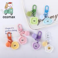 OSSMAX ห่วงหัวใจสำคัญลายเมฆทำจากเรซินรอบหน้ายิ้มพวงกุญแจดอกไม้สีการ์ตูนกระเป๋าเป้สะพายหลังของขวัญสำหรับผู้หญิง