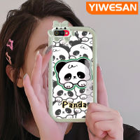 YIWESAN เคสสำหรับ Realme C2 C2S เคส A1K OPPO เคสลายการ์ตูนน่ารักแพนด้าสีสันสดใสกันกระแทกแบบใสเลนส์กล้องถ่ายรูปแบบนิ่มมอนสเตอร์ตัวน้อยเคสมือถือป้องกันซิลิโคนง่ายเคสความคิดสร้างสรรค์โปร่งใส