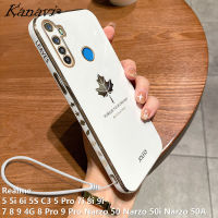 เคสโทรศัพท์ Kanavi สำหรับ Realme 5 5i 6i 5S C3 5 Pro 7i 8i 9i 7 8 9G 4G 8 Pro 9 Narzo 50 Narzo 50i Narzo 50A เคสโทรศัพท์ปิดขอบแฟชันชุบโครเมียมกรอบโทรศัพท์ซิลิโคนแบบนิ่มพร้อมสายคล้อง