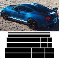 สำหรับ Ford Mustang 2000-ปัจจุบัน GT Shelby 500มีฝากระโปรงหน้ารถสติกเกอร์กระโปรงลายทางข้างสติ๊กเกอร์ไวนิลติดรถยนต์ข้างอุปกรณ์กีฬา1ชุด