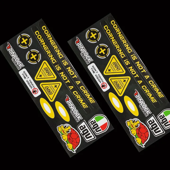 2 Set Rossi 46 Reflective Helmet Visor Sticker Reflectorized AGV Decals