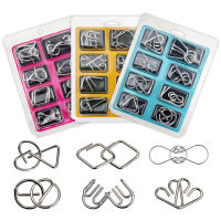 8pcsSet Metal Montessori Puzzle Wire IQ Mind in Teaser Puzzles Kids Educational Interactive Game Toys for Children s