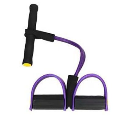 【CW】 2 Tube Tension Rope Pedal Resistance Band Elastic Sit Up Exercise Pull with Handle Trimmer for Leg