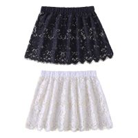 Women Eyelash Floral Lace Shirt Extender Adjustable Layered Faux Top Hem Lower Sweep Mini Skirt Half Slip Splitting Underskirt