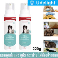 Bioline Foam Shampoo Dry Waterless Shampoo For Pets Dog Cat Rabbit 220g (2 Bottles) ไบโอไลน์ โฟมอาบน้ำแห้ง สำหรับสัตว์เลี้ยง สุนัข แมว กระต่าย 220 กรัม (2 ขวด)
