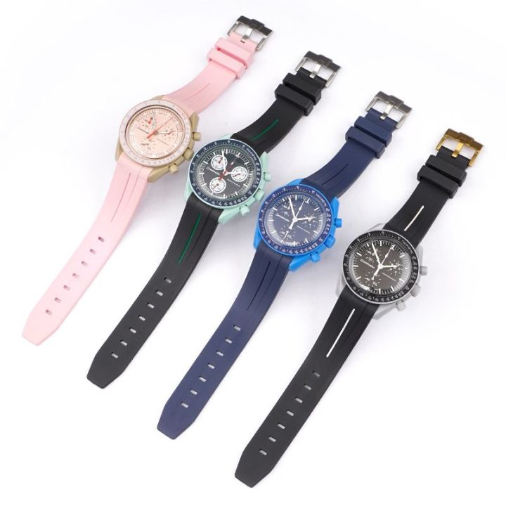 สายนาฬิกาข้อมือยางอินเตอร์เฟซปลายโค้ง20มม-สำหรับกลุ่มนาฬิกากีฬา-omega-ผู้ชายกันน้ำสำหรับผู้หญิง-moonswatch