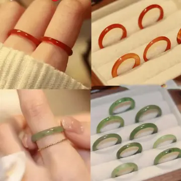Jade twin hanbok ring butterfly band, korean hanbok accessory