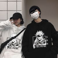 Jujutsu Kaisen Streetwear Unisex อะนิเมะฮิปฮอปสุดเท่เสื้อโค้ทผู้ชายแขนยาวหลวมเสื้อขนาดใหญ่เสื้อสเวตเชิ้ตของผู้ชาย