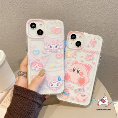 เคสโทรศัพท์ลายการ์ตูนน่ารัก Kuromi Kirby ขนมหวาน Macron ใช้ได้กับ iPhone 11 14 13 XR X 12 Pro Max 7Plus 7 8 6S Plus XS Max SE 2020เคส Tpu นุ่มกันกระแทก