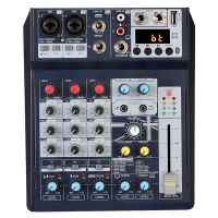 Bluetooth Audio Mixer 4 Channel USB Sound Card Interface Console for Computer Recording and Live Broadcasting Dj Mixer