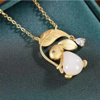 【CW】 Hetian Branch Pendant Necklace Chinese Stay Gifts