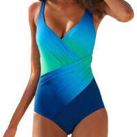 2021Gradient Sexy One-Piece Large Swimsuits Closed Plus Size Swimwear Body Bathing Suit 2022 Female Pool Beach Womens Swimming Suit