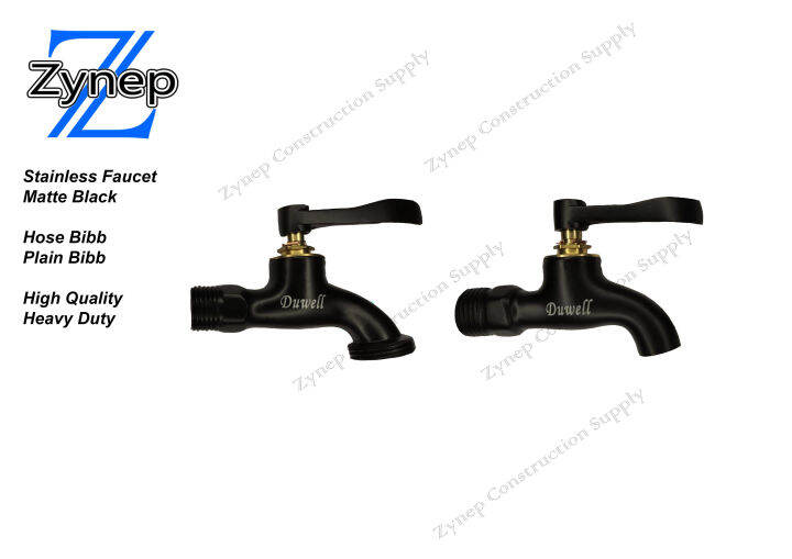 DUWELL SINK STAINLESS FAUCET BLACK EDITION HOSE BIBB /PLAIN BIBB