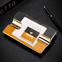 Cohiba Classic Square Cigare Ashtray 2 Holder Ceramic Cigarr Ash Tray Smking Set Accessories