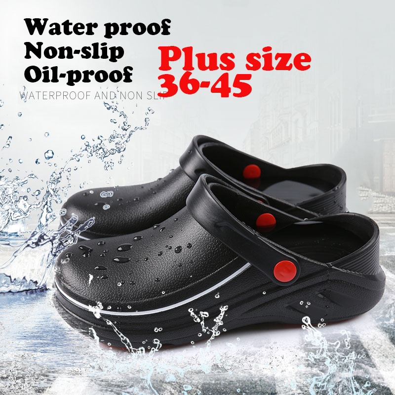 EASTSURE Work Clog Unisex Slip Resistant Kitchen Shoes Black for Nurse Chef 