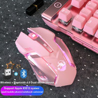 Pink Rechargeable Wireless Mouse 2400DPI RGB Backlit Gaming Mouse Bluetooth Dual Mode USB Optical Mause Gamer Girl Cute