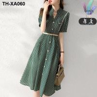 Zhumu 2023 new summer fashion Korean style slimming waist and band print dress versatile temperament trendy