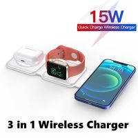 ZZOOI 15W 3 in 1 Wireless Charger Foldable For iPhone 12 13 Pro Max Portable Magnetic Fast Charging Dock Stand For Samsung Apple Watch