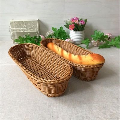 （A SHACK）◙ Wicker Woven Basket Bread Tray Serving For Food Fruit Cosmetic Storage Tabletop Bathroom Organizer