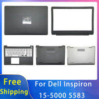 ใหม่สำหรับ Inspiron 15-5000 5583เปลี่ยนอุปกรณ์แล็ปท็อปจอแอลซีดีปกหลังที่มีโลโก้ด้านหน้าฝาสีดำสีเงิน