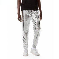 Mens Shiny Silver Metallic Jogger Sweatpants Hip Hop Wet Look กางเกงผู้ชาย Club Party เทศกาลพรหม Streetwear Pantalones Hombre