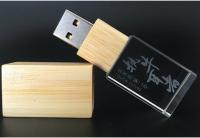 New creative Custom LOGO Wooden Wood Crystal USB 2.0 Memory Flash Stick Pen Drive 4GB 8GB 16GB 32GB wedding gift thumb drive