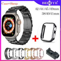 สาย สายรัดสแตนเลสของ + ฝาครอบเคส เคส สำหรับ Apple Watch Ultra 49mm I Watch Series 8 SE 7 6 5 4 3 2 1 ทุกซีรีย์ 45mm 41mm 44mm 40mm 38mm 42mm สายนาฬิกาสำรอง