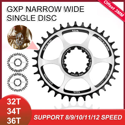 Gb จักรยานรูปไข่แคบกว้าง Chainring 32ครั้ง/34ครั้ง/36ครั้งจักรยานความเร็วเดียว Crankset 3มิลลิเมตรชดเชยสำหรับ SRAM XX1 X0 X01 X9 GXP จักรยาน Chainwheel