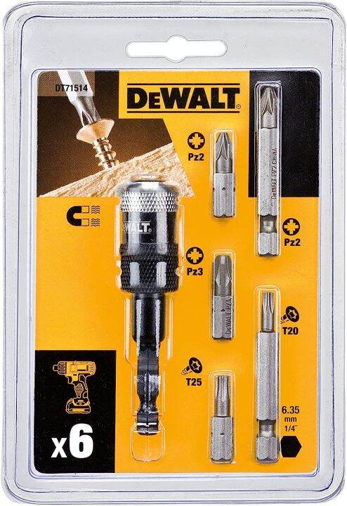 dewalt-dt71514-extreme-impact-ready-rapid-load-screwdriving-set-screwdriver-bit-set-with-bit-holder-set-1-4-shank-6-pcs