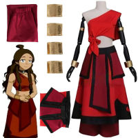 อะนิเมะ A Vatar The Last Airbender Katara เครื่องแต่งกายคอสเพลย์ชุดกระโปรงด้านบนผู้ใหญ่สูทฮาโลวีนเทศกาลพรรคเครื่องแต่งกายสำหรับผู้หญิง