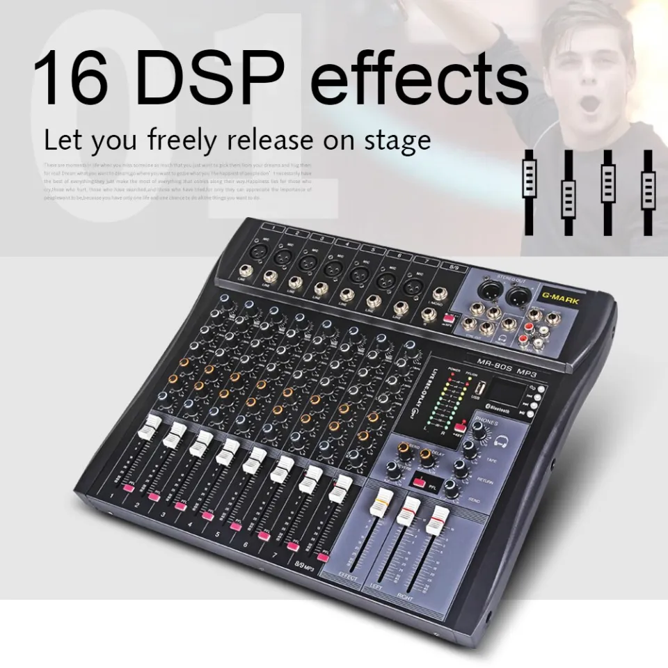 Bluetooth Mixer G-MARK MR80S USB Mixing Console 8 Channel 48V