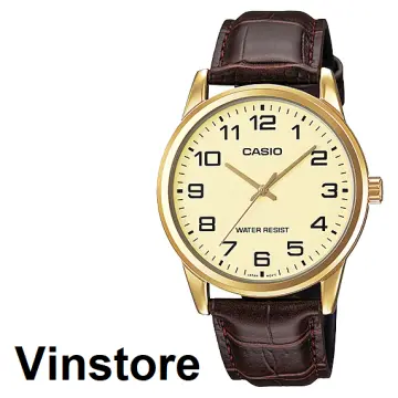 Casio leather shop watch price