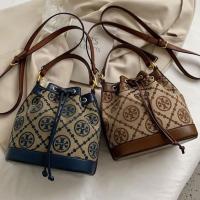 HOT ●☋✚┋ TB bucket bag hollowed out simple fairy bag new vintage canvas with womens bag drawing rope one shoulder slung handbag