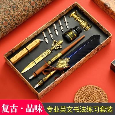 [COD] feather pen set business gift European style dip student British creative