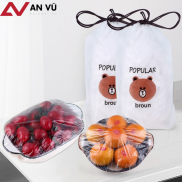 Set 100 Túi Màng Bọc Thực Phẩm túi gấu PE Có Chun Co Giãn Tái Sử Dụng
