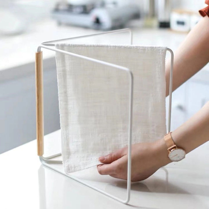 xmds-ที่แขวนผ้าเช็ดมือ-ราวแขวนผ้าเช็ดมือขนาดเล็ก-ใช้งานอเนกประสงค์-เคาน์เตอร์ชั้นวางผ้า-เช็ดมือห้องครัวสไตล์ญี่ปุ่นที่เ-ก็บของพับได้แบบตั้งราวแขว