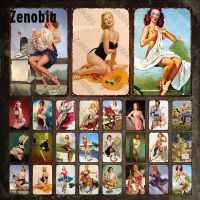 Vintage Pin Up Girls โปสเตอร์โลหะพิมพ์ผู้หญิง Retro Plaque ตกแต่งป้ายดีบุกสำหรับบาร์ผับ Room Wall Decor