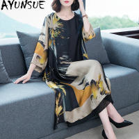 Summer Dress 2022 Woman Silk Floral Dress Elegant Long Beach Vintage Dresses for Women Clothes Vestido De Mujer KJ