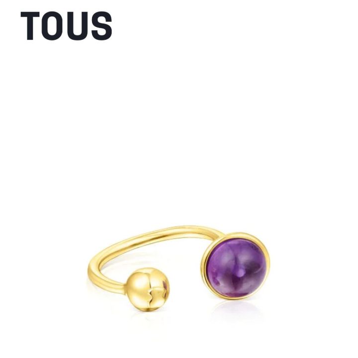 TOUS Plump Open Silver Vermeil Ring with Amethyst | Lazada