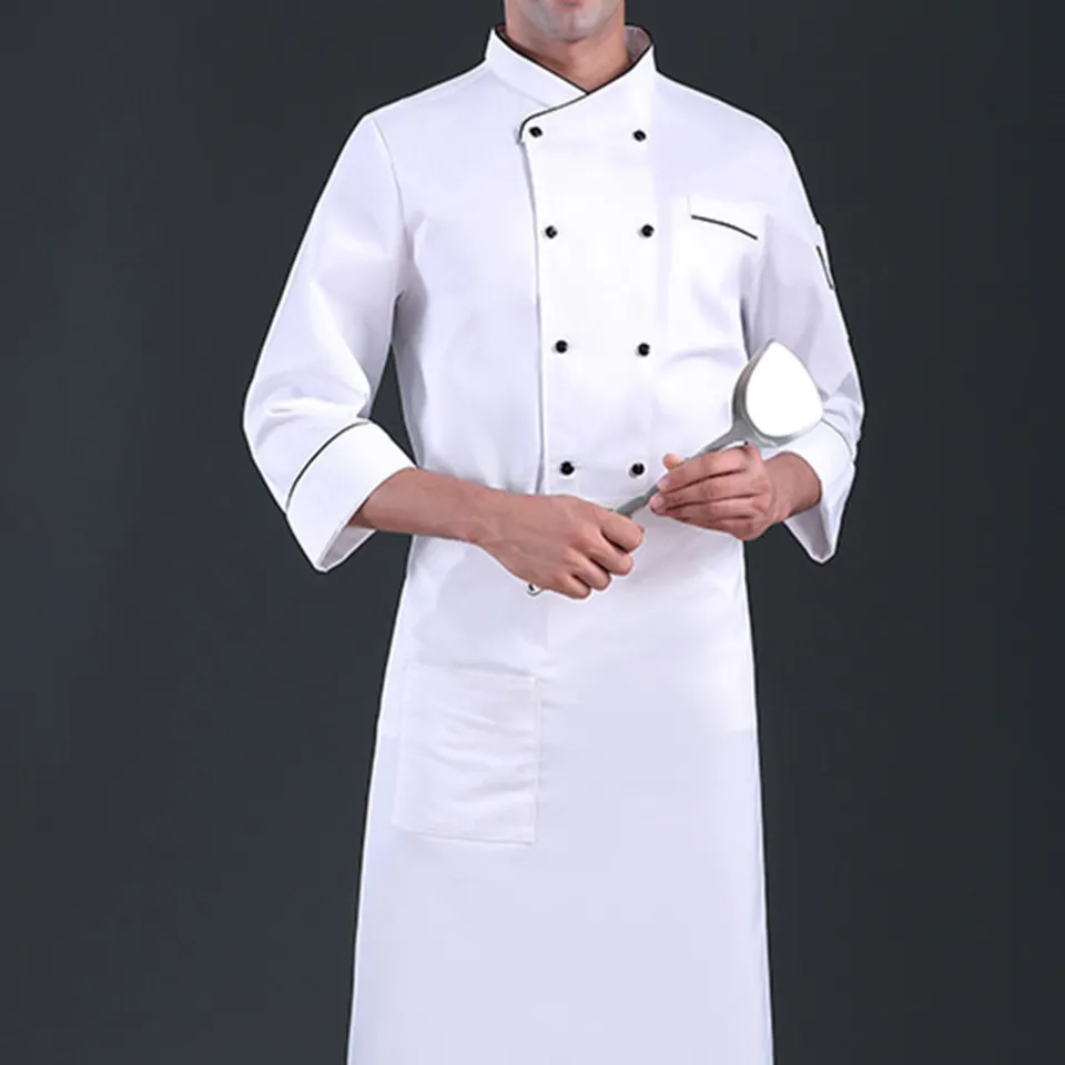 Chef Jacket Double Breasted Solid Color Exquisite Buttons Kitchen Wear Men  Women Static-free Bakery Food Service Coat Uniform for Restaurant Hotel