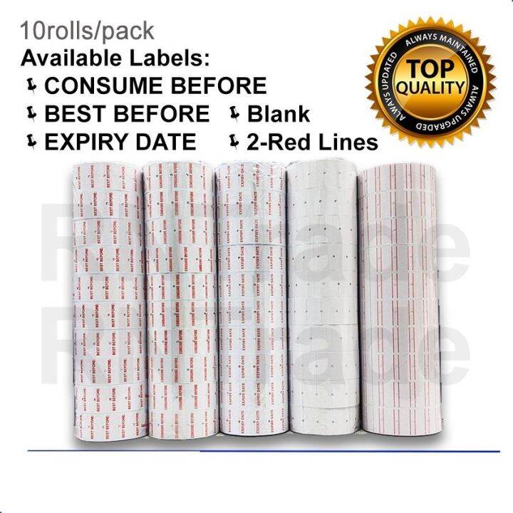 10 Rolls Price Tag Date Sticker Label Best Before / Expiry Consume